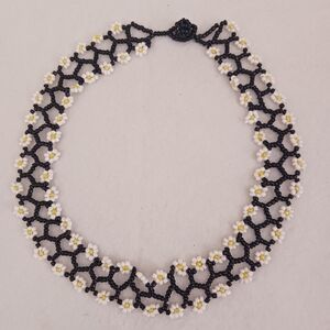 Elegant Black and White Beaded Necklace